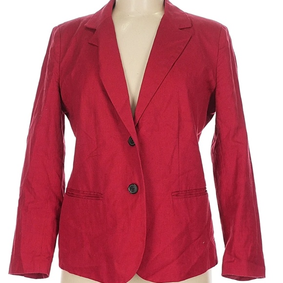 Lucky Brand Red Linen Blend 2 Button Blazer 8 - Picture 1 of 7